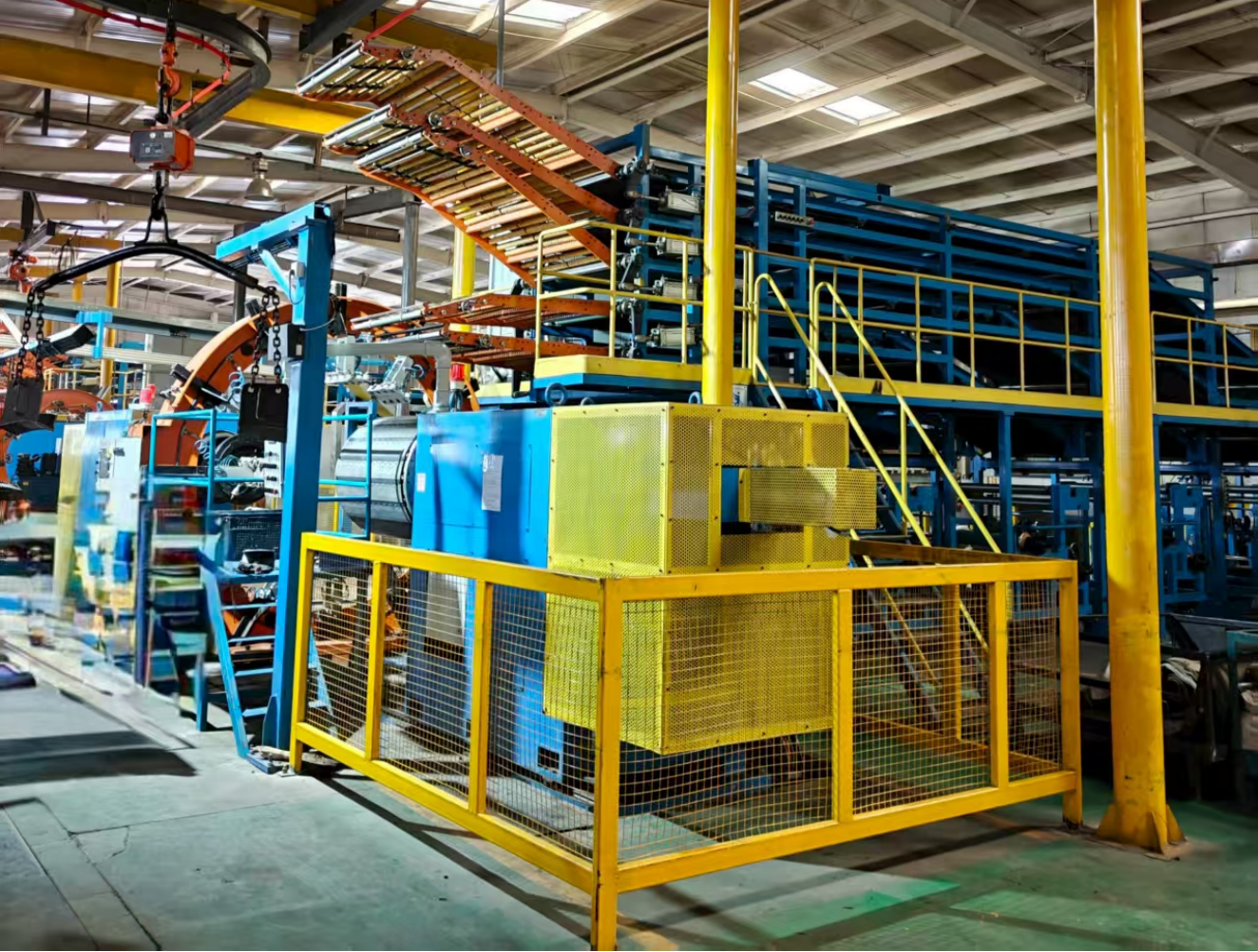 Automated tire building equipment in the workshop