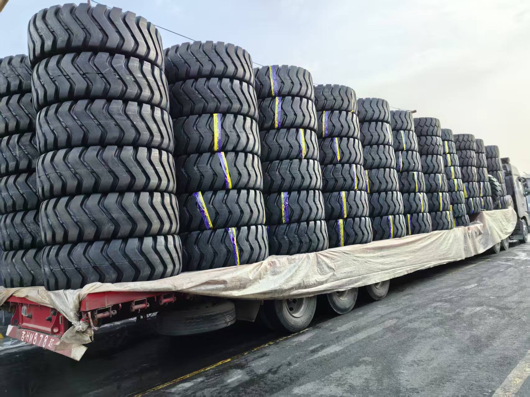 Truck tires ready for shipment